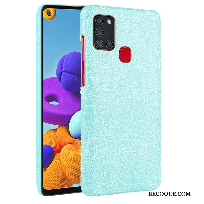 Samsung Galaxy A21s Qualité Bleu Marin Téléphone Portable Couvercle Arrière Coque Crocodile Modèle