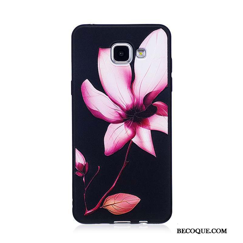 Samsung Galaxy A3 2016 Coque Noir Tendance Fleurs Fluide Doux Peinture Protection