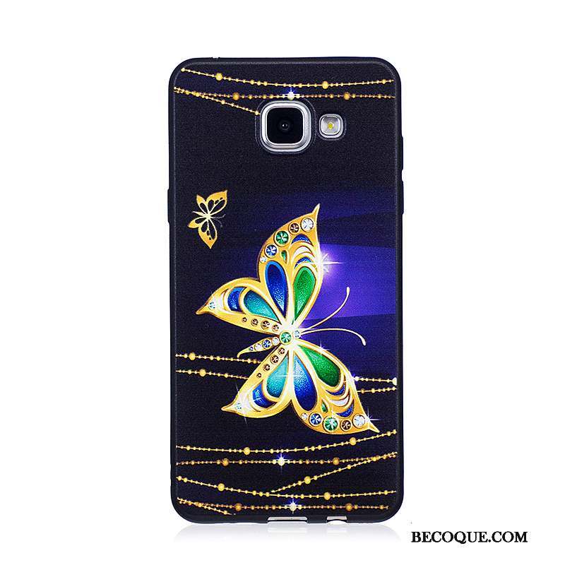 Samsung Galaxy A3 2016 Coque Noir Tendance Fleurs Fluide Doux Peinture Protection