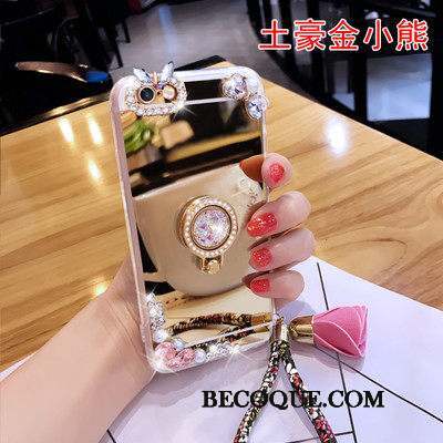 Samsung Galaxy A3 2016 Coque Ornements Suspendus Protection Tendance Or Rose Miroir Incruster Strass