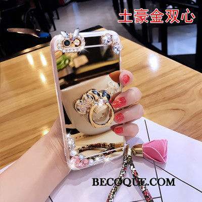 Samsung Galaxy A3 2016 Coque Ornements Suspendus Protection Tendance Or Rose Miroir Incruster Strass