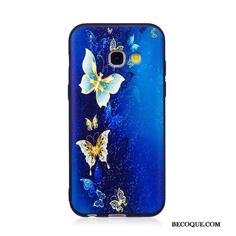Samsung Galaxy A3 2017 Coque Tendance Fluide Doux Étui Fleurs Protection Noir
