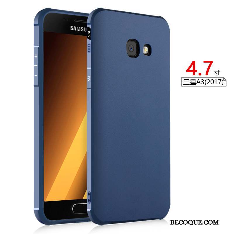 Samsung Galaxy A3 2017 Noir Gaufrage Étui Coque De Téléphone Fluide Doux Incassable
