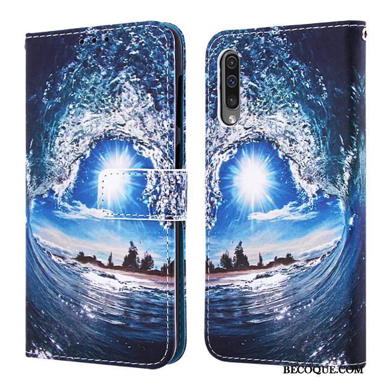 Samsung Galaxy A30s Coque Noir Housse Personnalité Fluide Doux Étui En Cuir Carte