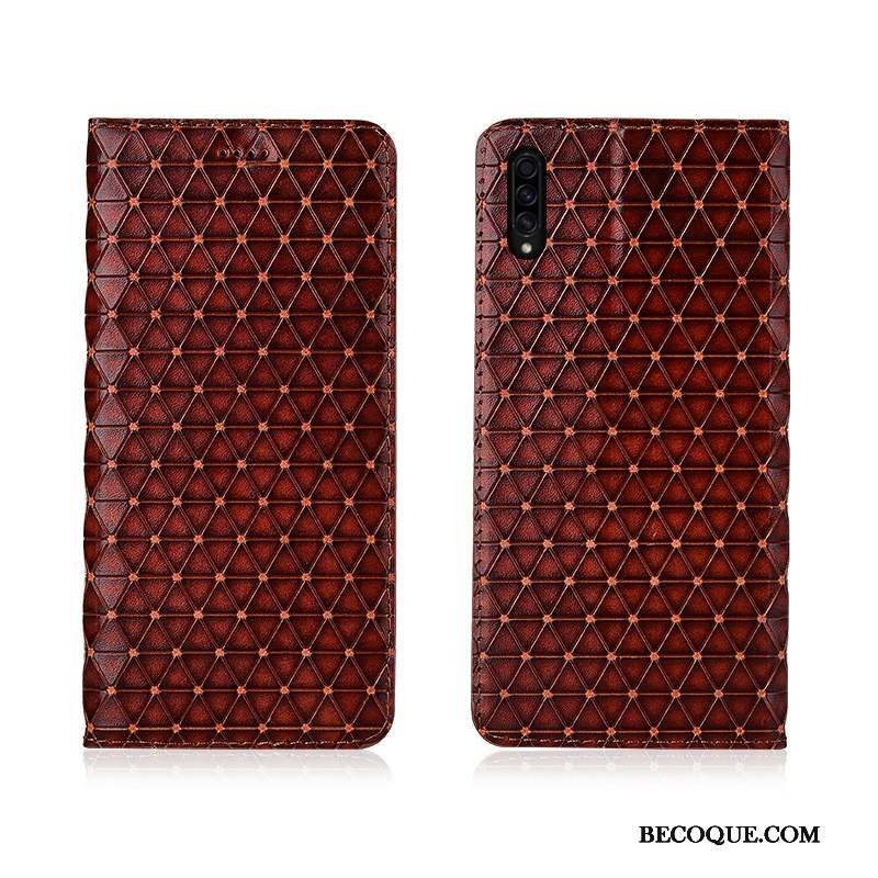 Samsung Galaxy A30s Coque Étui En Cuir Plaid Incassable Téléphone Portable Marque De Tendance Protection