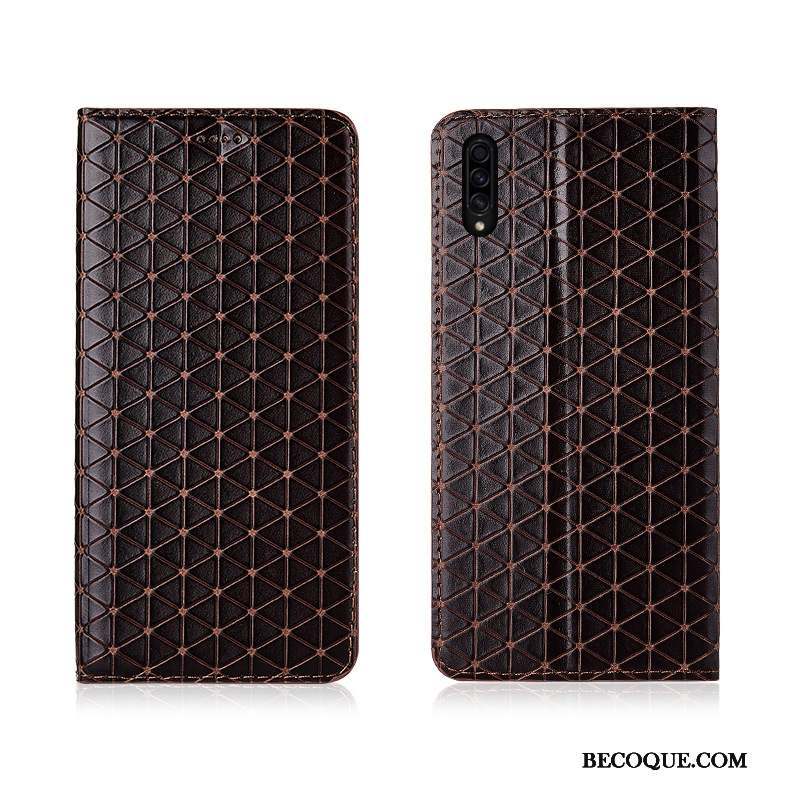 Samsung Galaxy A30s Coque Étui En Cuir Plaid Incassable Téléphone Portable Marque De Tendance Protection