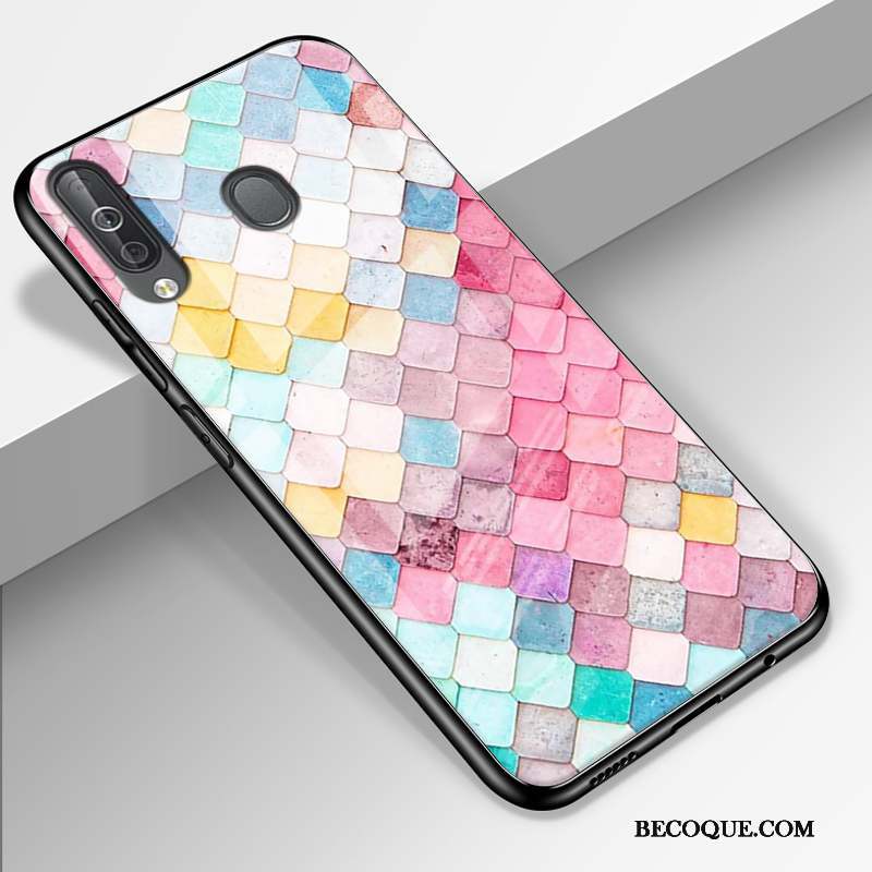 Samsung Galaxy A40s Coque De Téléphone Verre Étui Incassable Fluide Doux Rose