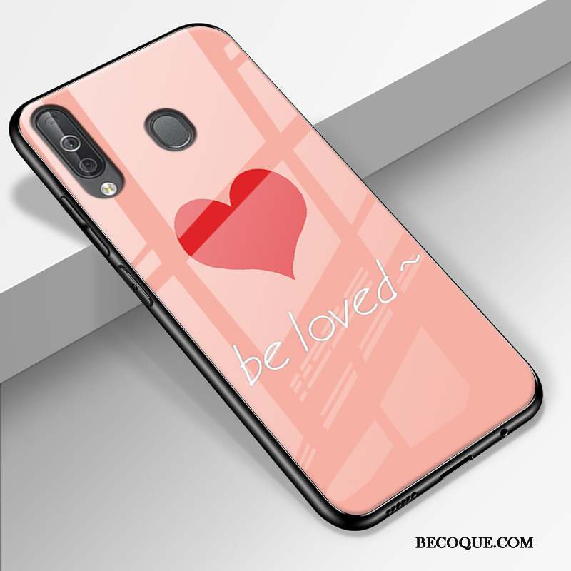 Samsung Galaxy A40s Coque De Téléphone Verre Étui Incassable Fluide Doux Rose