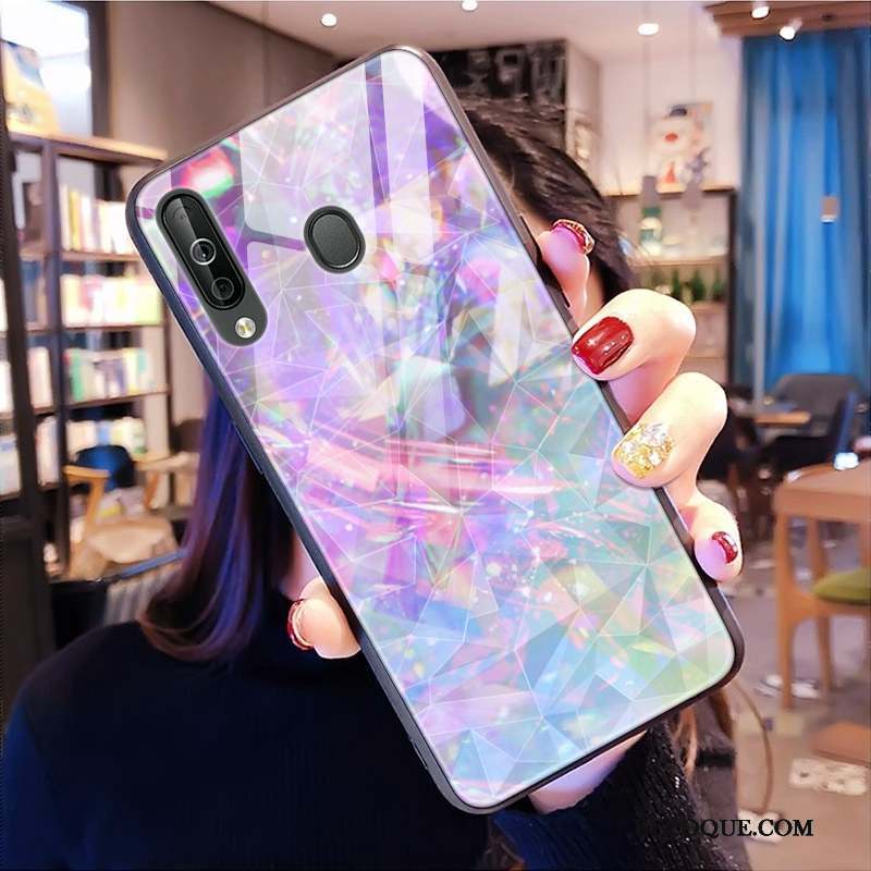 Samsung Galaxy A40s Modèle Fleurie Coque De Téléphone Losange Net Rouge Étui