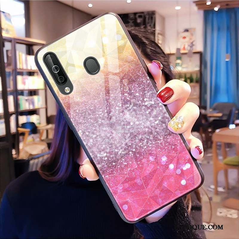 Samsung Galaxy A40s Modèle Fleurie Coque De Téléphone Losange Net Rouge Étui