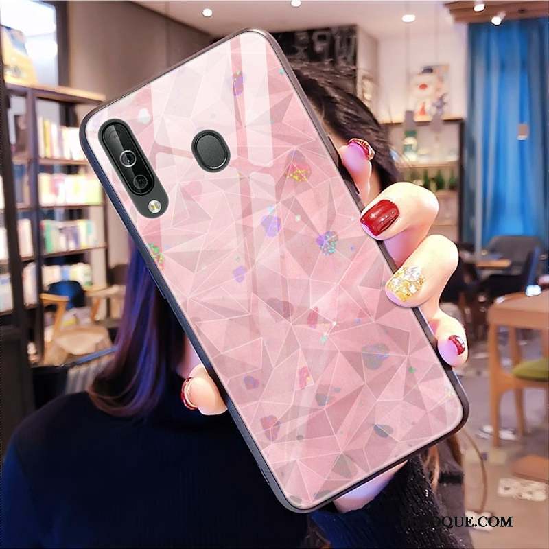 Samsung Galaxy A40s Modèle Fleurie Coque De Téléphone Losange Net Rouge Étui