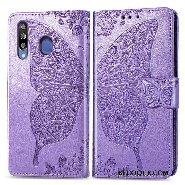 Samsung Galaxy A40s Violet Protection Support Coque De Téléphone Étui En Cuir Carte