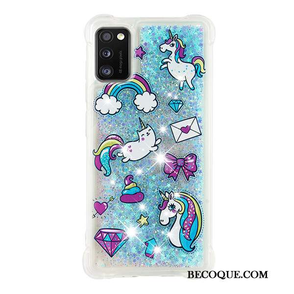 Samsung Galaxy A41 Coque Dessin Animé Ballon Quicksand Bleu Incassable