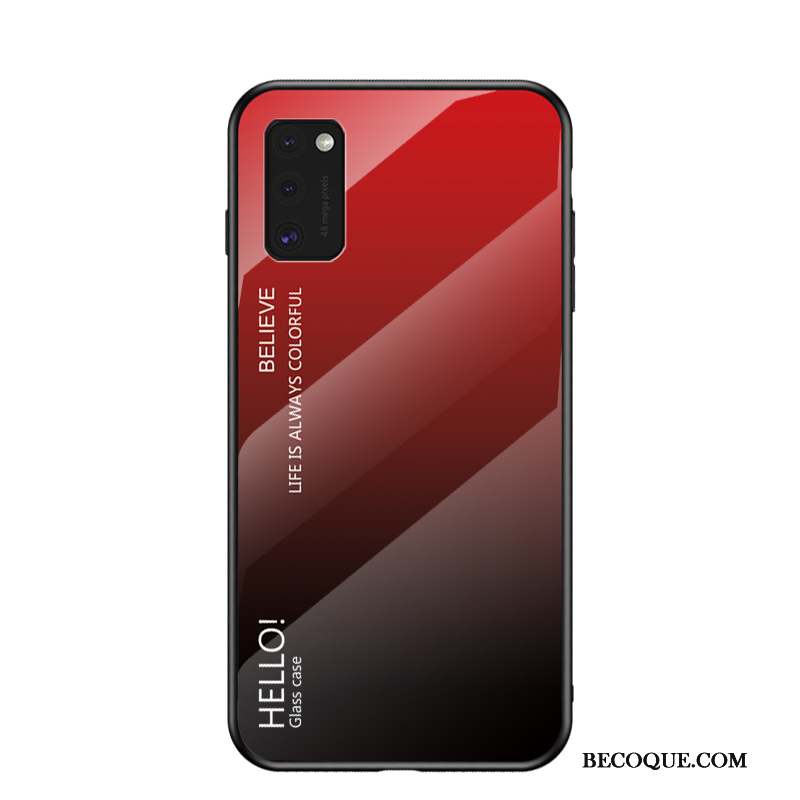 Samsung Galaxy A41 Coque Dégradé Bleu Net Rouge Protection Marque De Tendance Verre