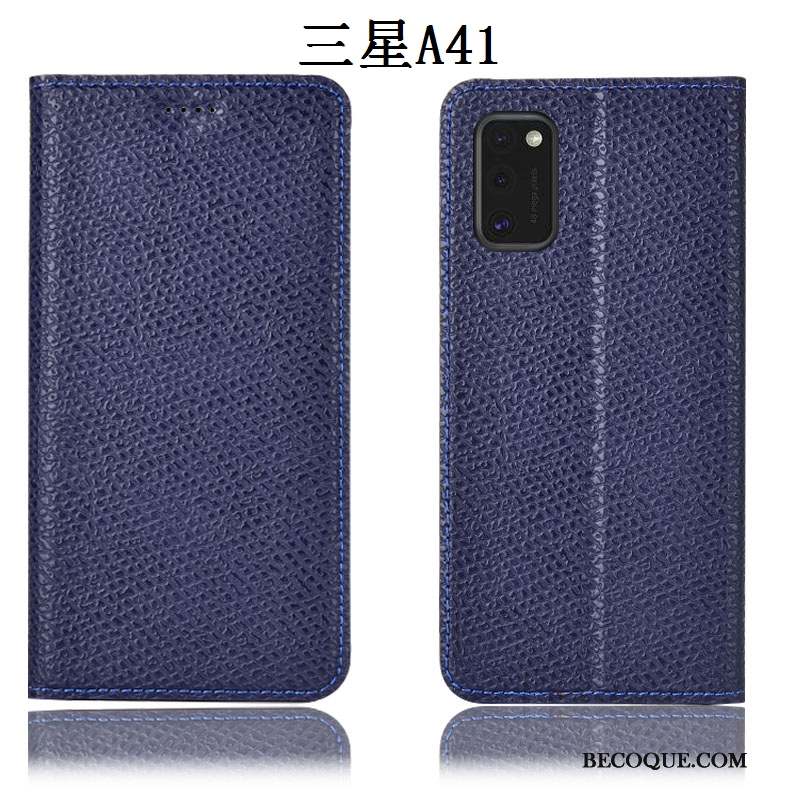 Samsung Galaxy A41 Coque Étui Housse Mesh Modèle Fleurie Tout Compris Bleu Marin