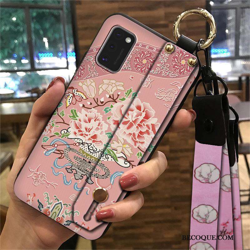 Samsung Galaxy A41 Fluide Doux Créatif Rose Style Chinois Support Coque De Téléphone