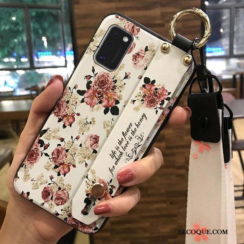 Samsung Galaxy A41 Frais Tendance Coque De Téléphone Blanc Support Fleur