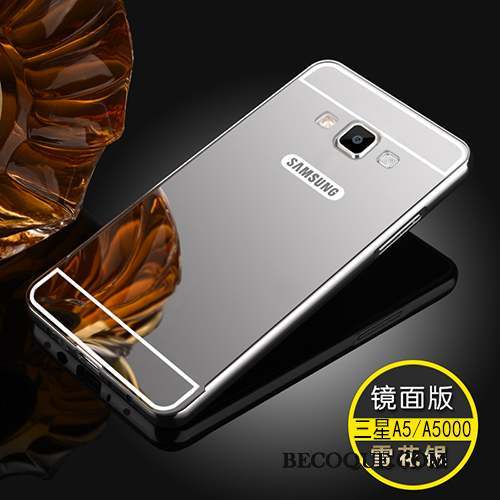 Samsung Galaxy A5 2015 Coque Border Miroir Tout Compris Métal Étui Argent