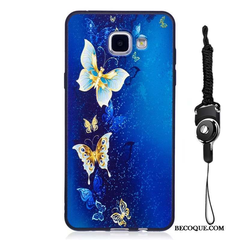 Samsung Galaxy A5 2016 Coque Délavé En Daim Gaufrage Noir Peinture Fluide Doux