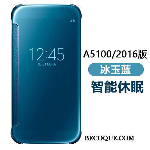 Samsung Galaxy A5 2016 Coque Protection Housse Miroir Étui Bleu Étui En Cuir