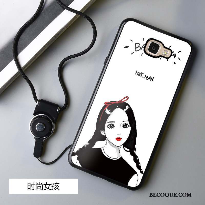 Samsung Galaxy A5 2016 Fluide Doux Protection Dessin Animé Noir Coque De Téléphone Blanc