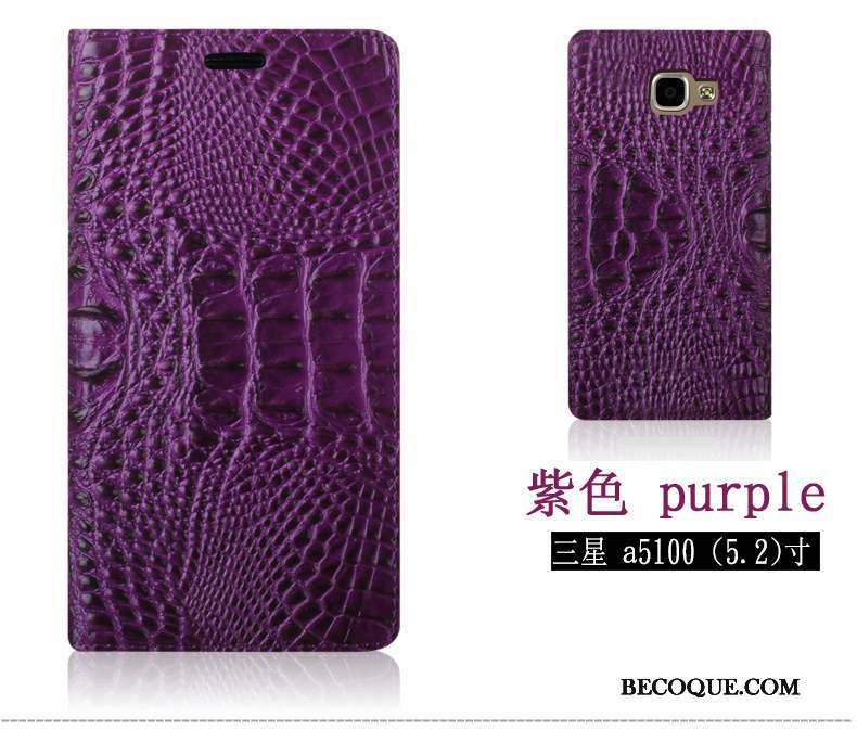 Samsung Galaxy A5 2016 Incassable Coque Crocodile Modèle Étui Violet Étui En Cuir