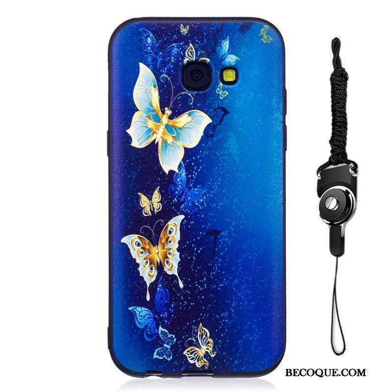 Samsung Galaxy A5 2017 Fluide Doux Étui Noir Coque Délavé En Daim Peinture