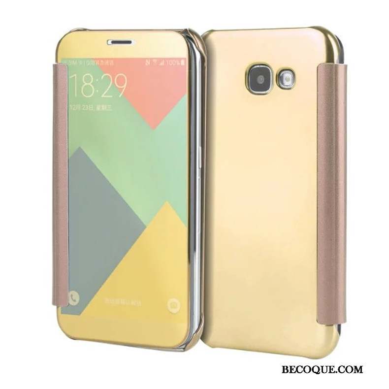 Samsung Galaxy A5 2017 Housse Coque De Téléphone Étui Miroir Bleu Placage