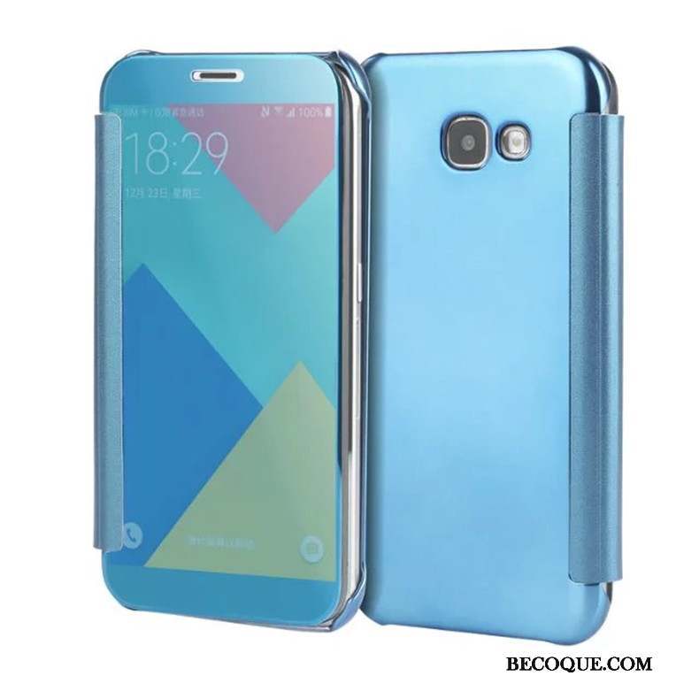 Samsung Galaxy A5 2017 Housse Coque De Téléphone Étui Miroir Bleu Placage
