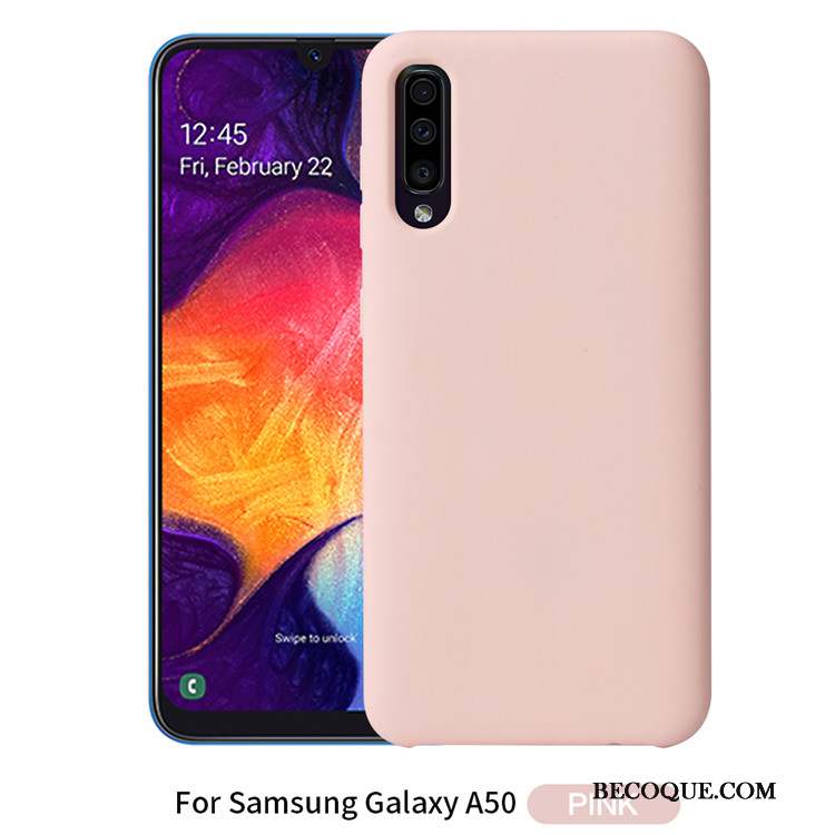 Samsung Galaxy A50 Coque Nouveau Noir Simple Silicone Couleur Unie Étui