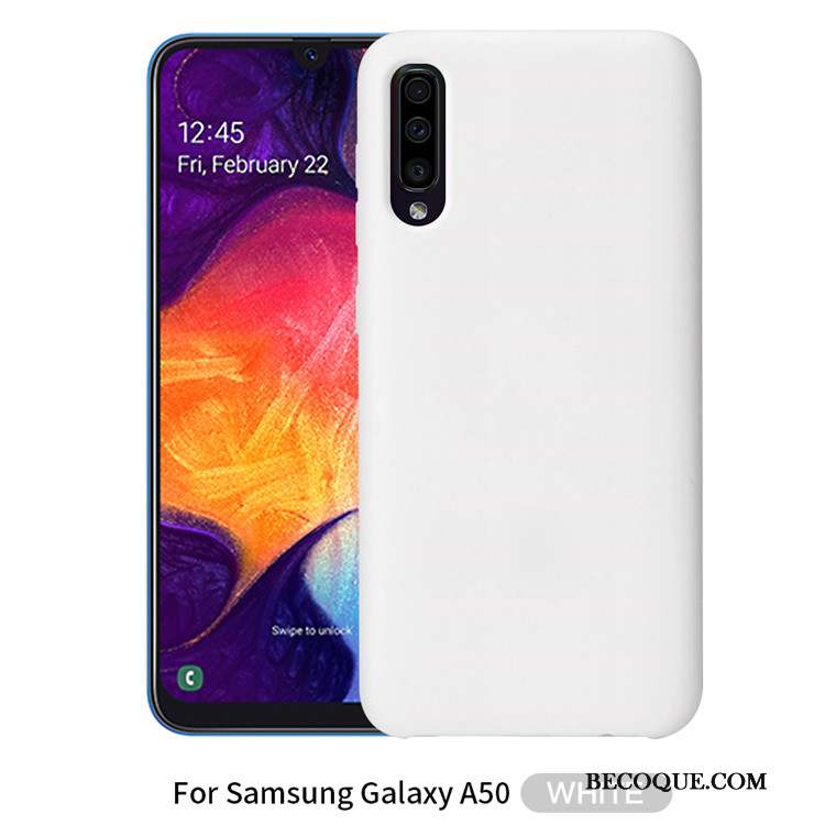 Samsung Galaxy A50 Coque Nouveau Noir Simple Silicone Couleur Unie Étui