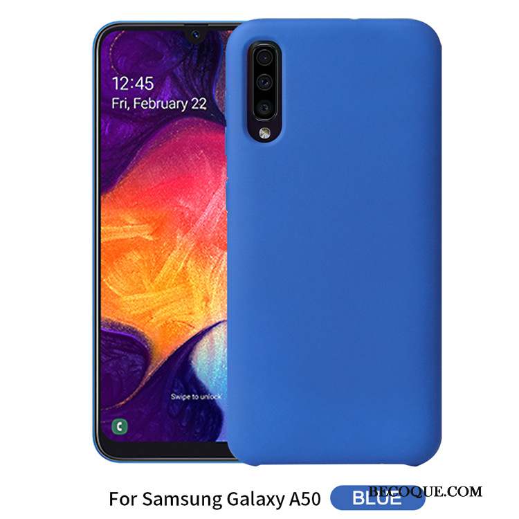 Samsung Galaxy A50 Coque Nouveau Noir Simple Silicone Couleur Unie Étui