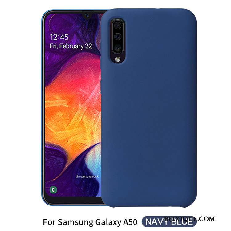 Samsung Galaxy A50 Coque Nouveau Noir Simple Silicone Couleur Unie Étui