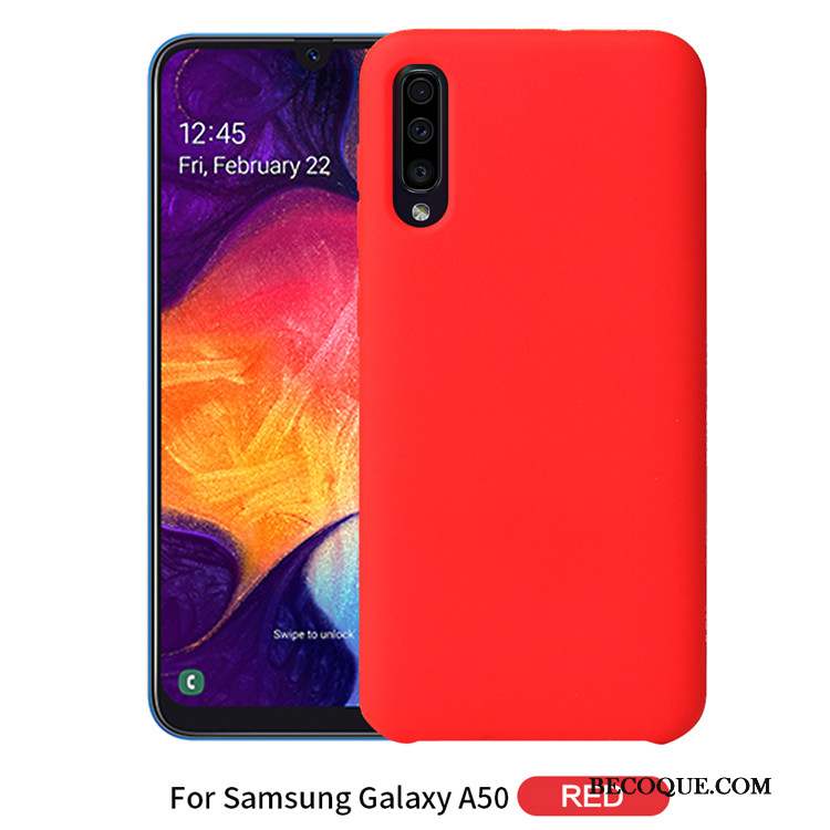 Samsung Galaxy A50 Coque Nouveau Noir Simple Silicone Couleur Unie Étui