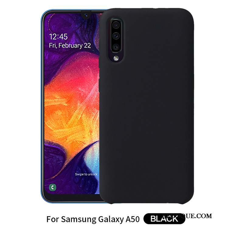 Samsung Galaxy A50 Coque Nouveau Noir Simple Silicone Couleur Unie Étui