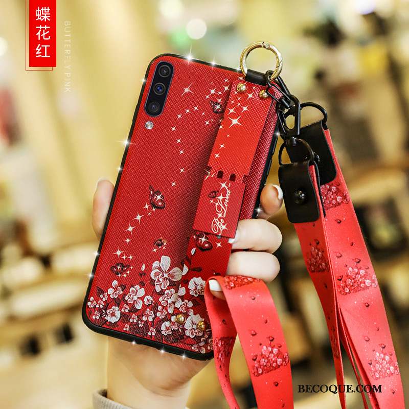 Samsung Galaxy A50 Coque Étui Fluide Doux Tout Compris Silicone Protection Rouge