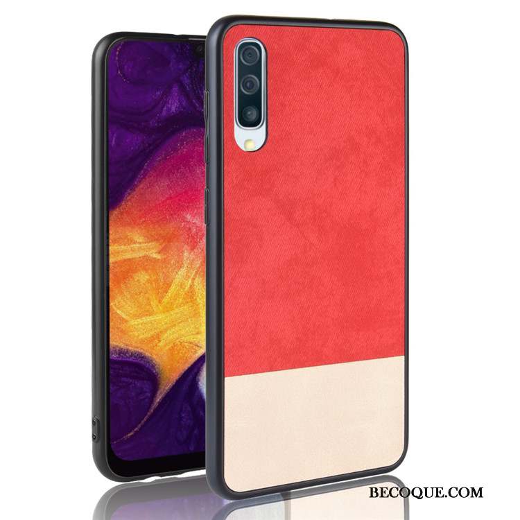 Samsung Galaxy A50 Coque Étui Protection Tout Compris Gris Tendance Cuir