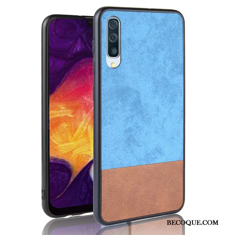 Samsung Galaxy A50 Coque Étui Protection Tout Compris Gris Tendance Cuir