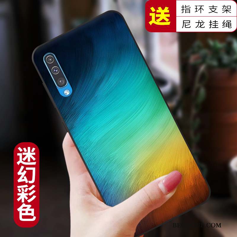 Samsung Galaxy A50 Dessin Animé Silicone Coque Personnalité Fluide Doux Bleu