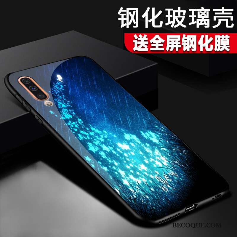 Samsung Galaxy A50 Personnalité Coque Verre Étui De Téléphone Bleu