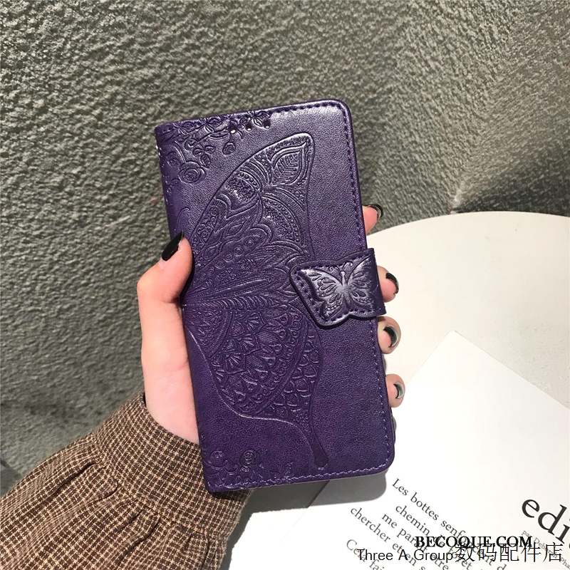 Samsung Galaxy A50 Violet Coque Clamshell Étui En Cuir Fluide Doux Protection