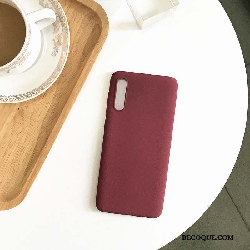 Samsung Galaxy A50s Coque Fluide Doux Pu Tout Compris Délavé En Daim Couleur Unie Simple