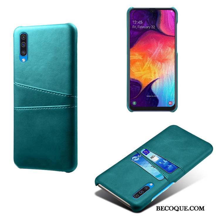 Samsung Galaxy A50s Petit Bovins Étui Vert Cuir Coque De Téléphone