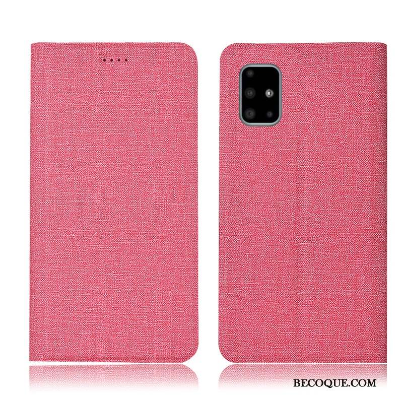 Samsung Galaxy A51 Coque De Téléphone Lin Incassable Étui En Cuir Tout Compris Housse