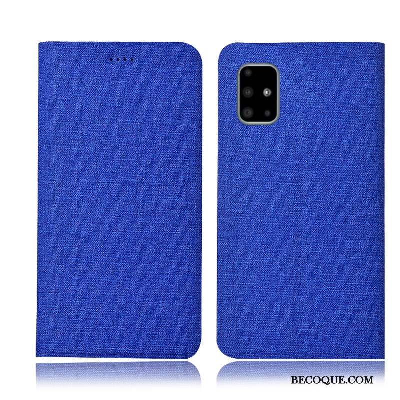 Samsung Galaxy A51 Coque De Téléphone Lin Incassable Étui En Cuir Tout Compris Housse