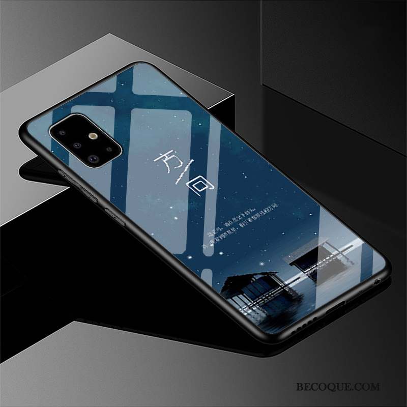 Samsung Galaxy A51 Coque Difficile Délavé En Daim Miroir Verre Protection Étui