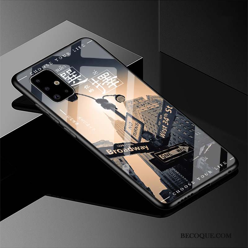 Samsung Galaxy A51 Coque Difficile Délavé En Daim Miroir Verre Protection Étui