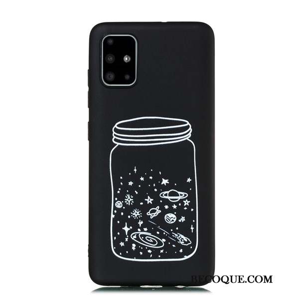 Samsung Galaxy A51 Coque Fluide Doux Incassable Noir Tout Compris Tendance Ornements Suspendus