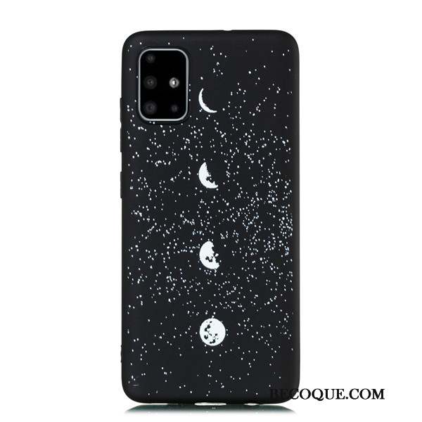 Samsung Galaxy A51 Coque Fluide Doux Incassable Noir Tout Compris Tendance Ornements Suspendus