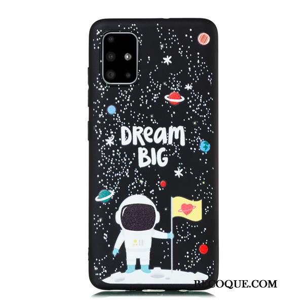 Samsung Galaxy A51 Coque Fluide Doux Incassable Noir Tout Compris Tendance Ornements Suspendus